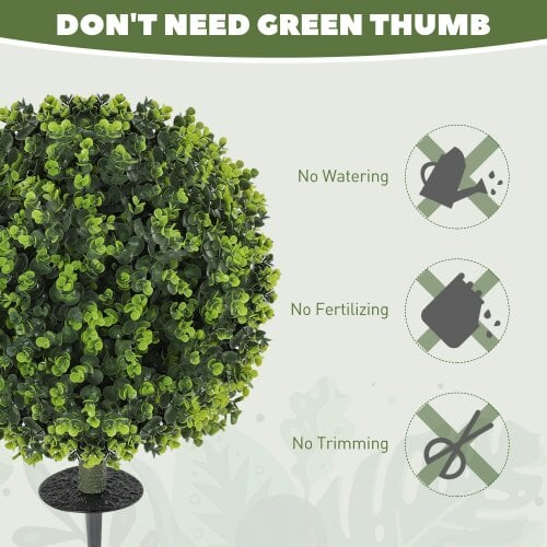 Wyld Haus Kevalo Set Of 2 Artificial Boxwood Ball Bushes With Ground Stakes For Garden And Balcony Use 40cm