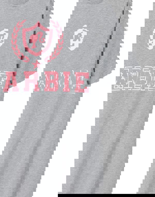 Barbie Womens Grey Collegiate Logo Short Sleeved T-Shirt