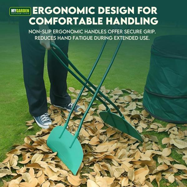My Garden Outdoor Living Leaf Grabbers Scooper - Handheld Leaf Collector with Powder Coated Steel & PP Head - Leaves Grabber Rake Tool