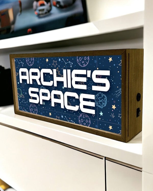 Personalised Light Box - Space Theme Night Light for Kids’ Rooms