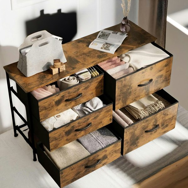 Rafaelo Mobilia Bedroom Dresser With 5 Fabric Storage Drawers