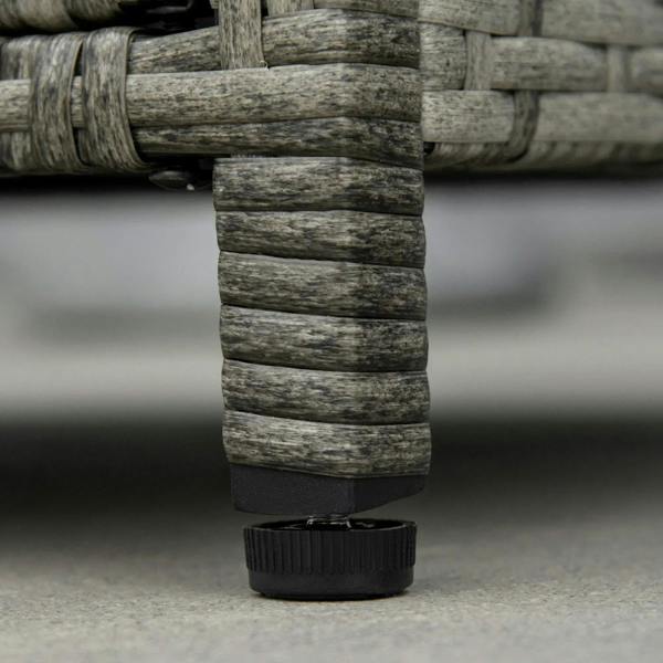 Grey PE rattan side storage compartment with opening and black base