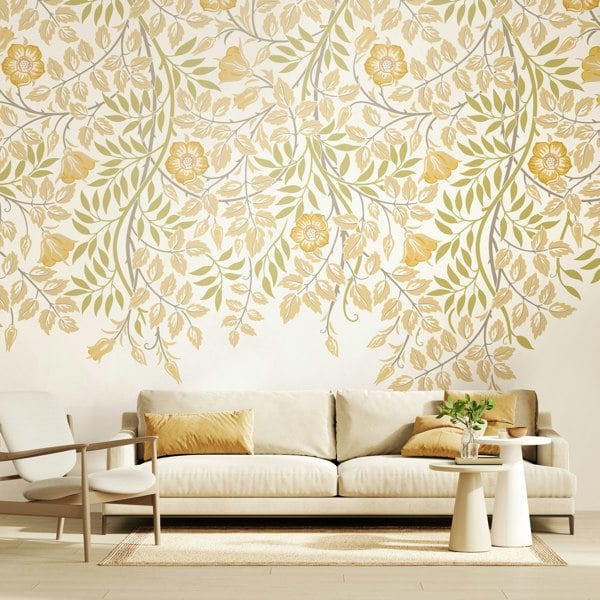Origin Murals Cascading Rosehip - Gold and Olive