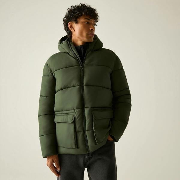 Regatta Mens Marek Short Padded Jacket - Dark Khaki/Black - 