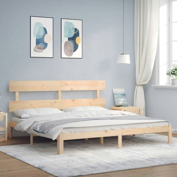 Berkfield Bed Frame with Headboard Super King Size Solid Wood