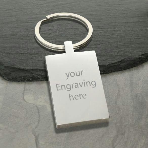 Christopher James of London Mirror Polished Rectangle Keyring With Optional Engraving