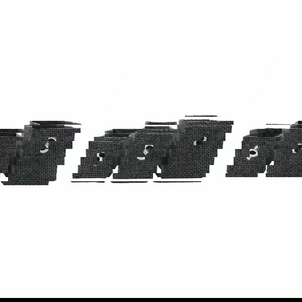 JVL Metro Rectangular Fabric Storage Baskets for Home Organisation, Set of 3, Black