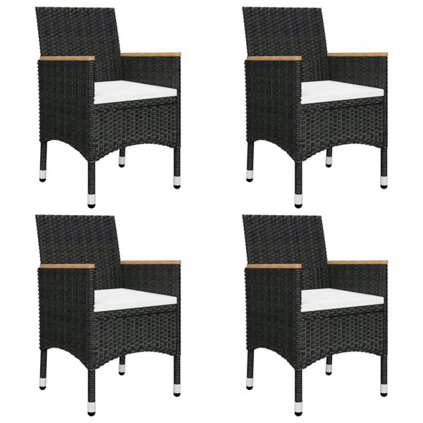 Berkfield 5 Piece Garden Dining Set with Cushions Black