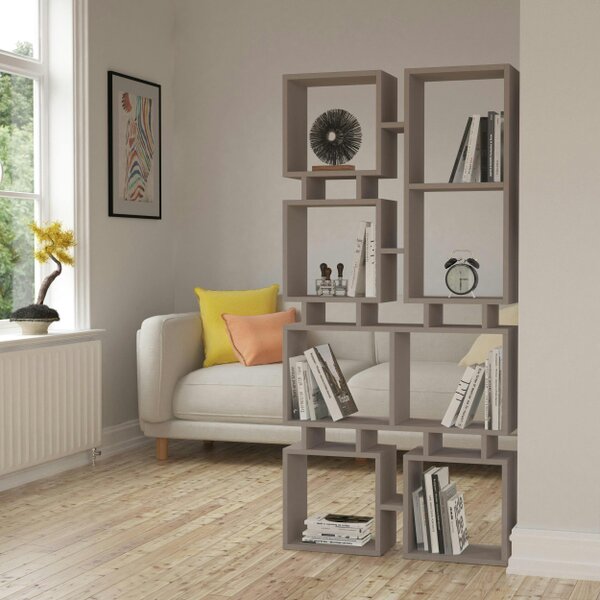 Decortie Rail Modern Tall Bookcase Shelving Unit Display Unit Freestanding Asymmetric Storage Height 167cm