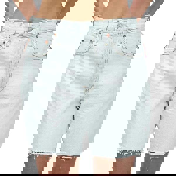 Levis Womens/Ladies 501 Mid Thigh Shorts - Light Blue