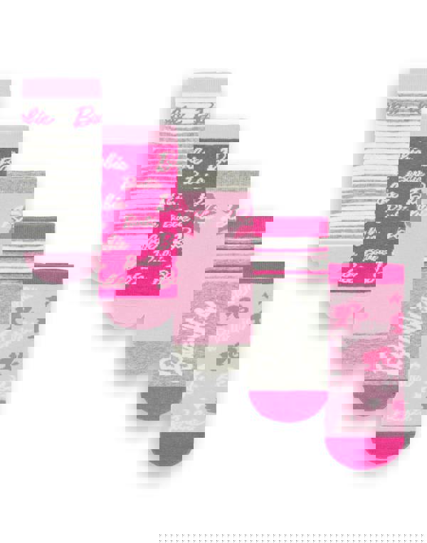 Barbie Girls Multicoloured Stripe Logo Star Calf Socks Set of 5