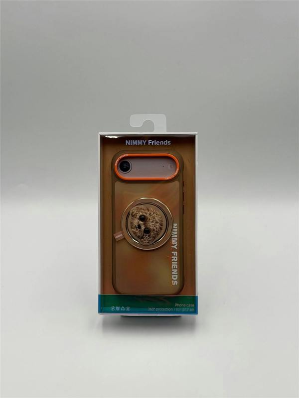 Nimmy Friends Nimmy Big Eye Cute Pet Poodle Dog Face Case with Detachable MagSafe Grip for iPhone 17 Air 6.5" Brown Orange - N-XDY-CXZJZH-IP17-AIR-014