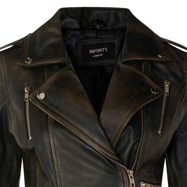 Infinity Leather Womens Leather Brando Biker Jacket - Orlando