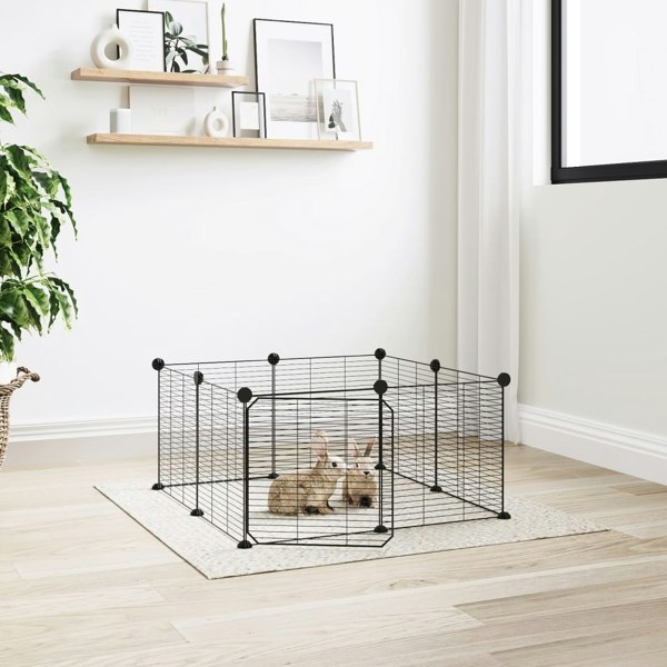 Berkfield 8-Panel Pet Cage with Door Black 35x35 cm Steel