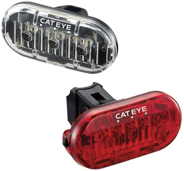 CatEye Omni 3 Piece Bike Light Set 30 Lumen Front Rear AAA Battery Cycling