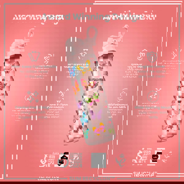 ION8 Leak Proof Slim Water Bottle, Recyclon, Butterfly, 500ml (18oz)