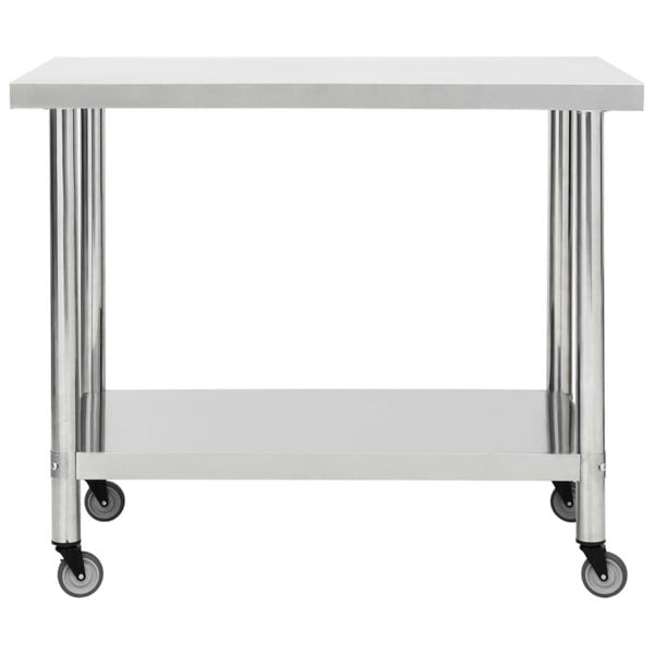 Berkfield Kitchen Work Table with Wheels 80x60x85 cm Stainless Steel
