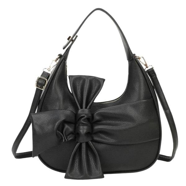 Love EMVY Bow Moon Crescent Faux Leather Top-Handle Shoulder  Bag