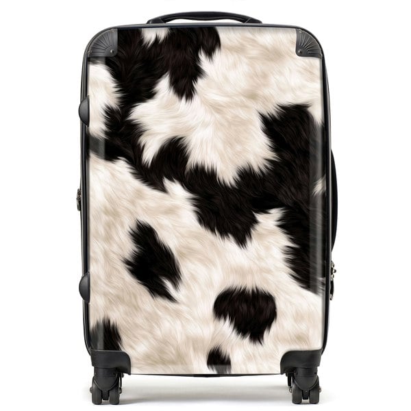 Warren Reed Black And White Cow High Print Suitcase