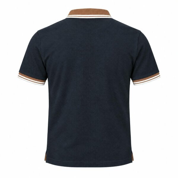 Sergio Tacchini 020 Contrast Tipped Polo Shirt Black/Potting Soil/Gardenia