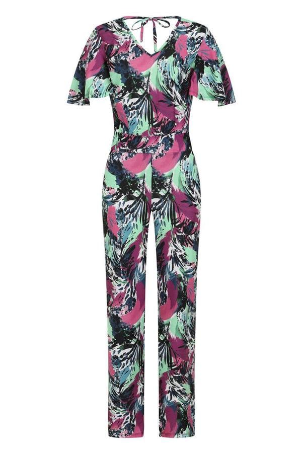 HotSquash Straight Leg Jumpsuit with V-neck and Flare Sleeves