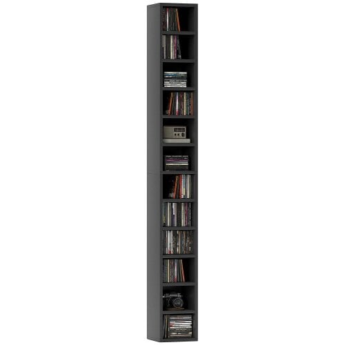 Wyld Haus Nisapa Wood Black Tall Narrow Media Storage Tower With 204 Disc Capacity