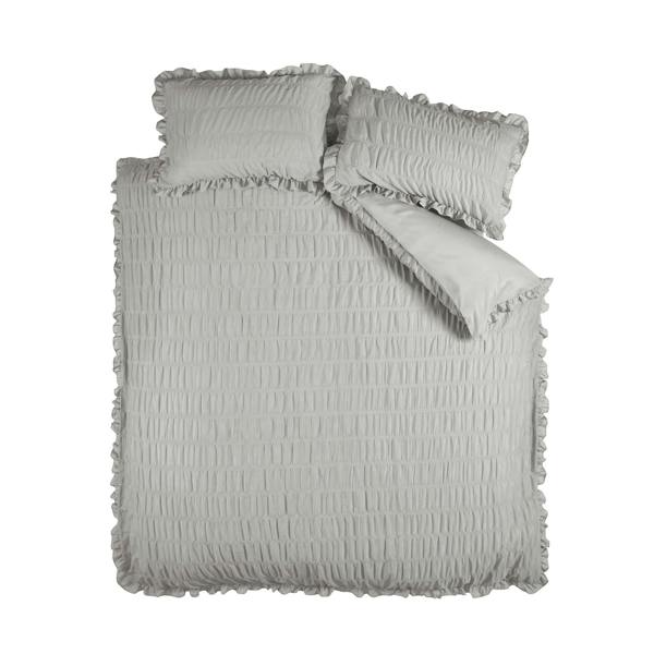 Seersucker Frill Silver Duvet Cover Set