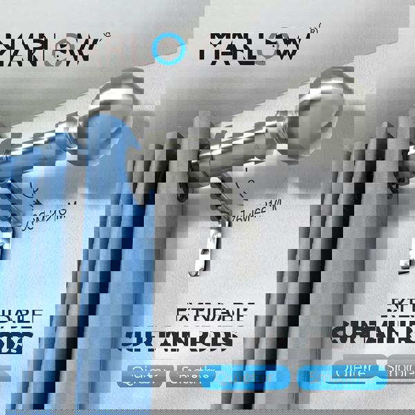 Marlow Steel Curtain Rod Quiet Rail Pole Set Extendable Adjustable Home Hotel