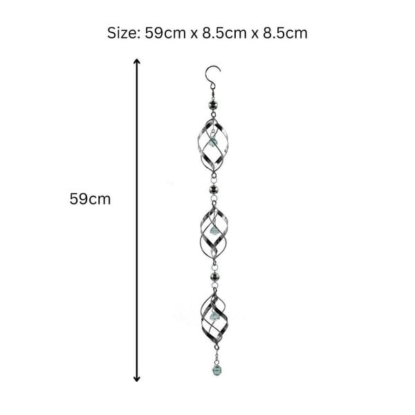EDH Door Hardware Triple Stainless Steel Spiral Spinner – 57cm x 9cm x 9cm | Elegant Garden Wind Spinner | Durable Outdoor Décor for Patios, Gardens