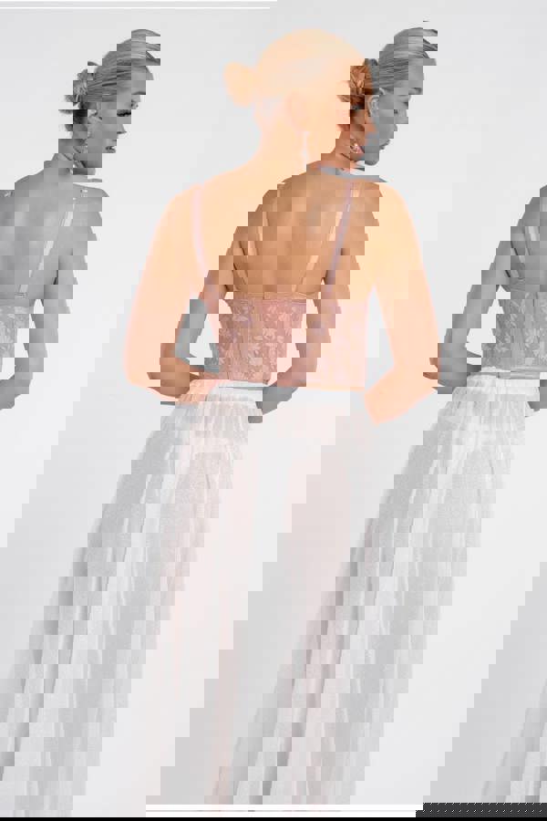 Textured Floral Mesh Corset T254