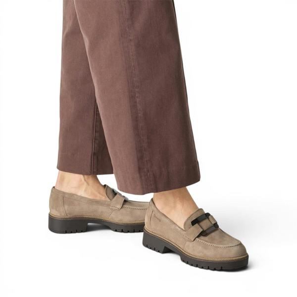 Tamaris Women's Beige Suede Leather Loafer Casual Shoes - 24722-43