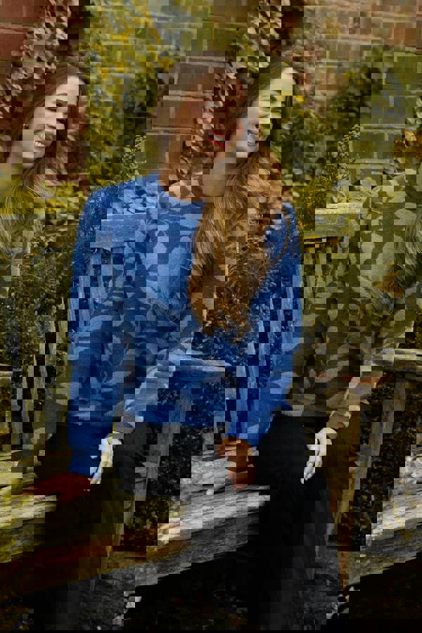 Mudflower Leaf Print Fluffy Yarn Jumper