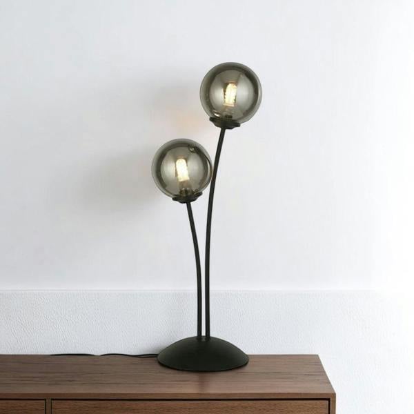 Pagazzi Lighting Navarro 2 Light Black & Smoked Glass Table Lamp