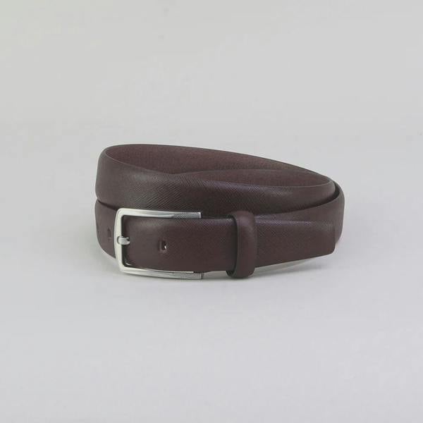 Sophos Tickencote 29mm Saffiano Print Formal Leather Belt - Brown
