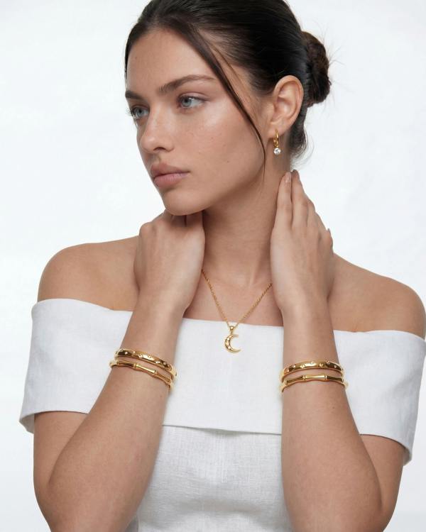 Elk & Bloom 14k Gold Band Bamboo Stackable Bangle