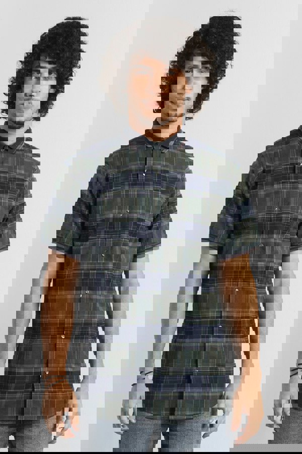 ENORSIA Mens Short Sleeve Shirt With Rib Collar