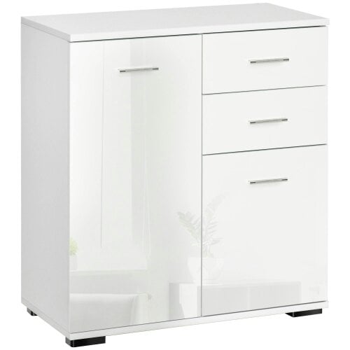 Wyld Haus Lodino High Gloss White Sideboard With 2 Drawers 2 Doors And Adjustable Shelves