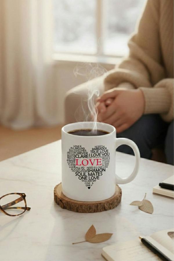 Dyzi Love Typography Heart Printed Ceramic Mug Valentine’s Day Gift