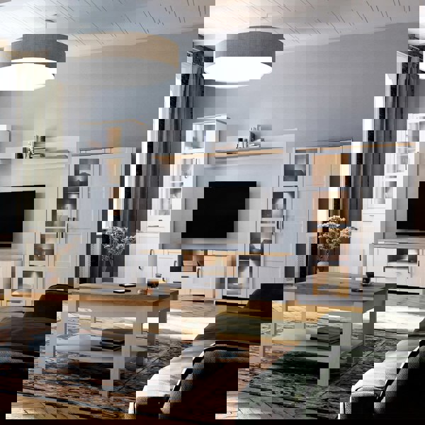 Furniture To Go Bohol 2 Door 1 Drawer TV Unit in White/Riviera Oak