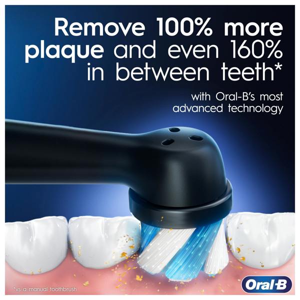 Oral-B iO 4 Dual Pack, Black & White Electric Toothbrushes, 2 Toothbrush Heads, 1 Travel Case