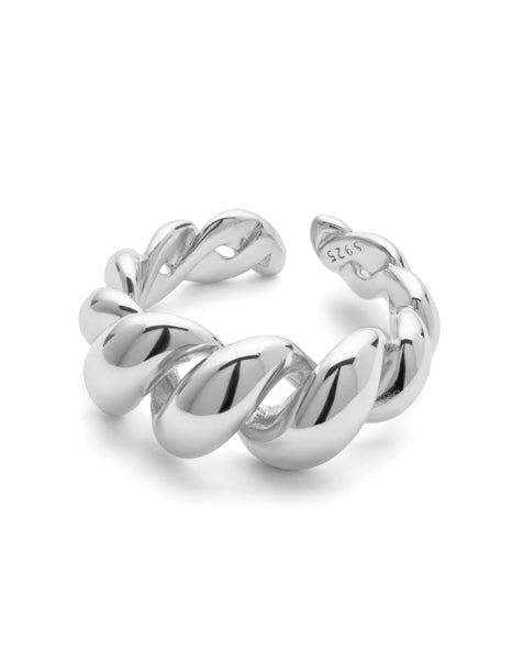 Sterling Silver Twist Link Ring - Rings - Elk & Bloom