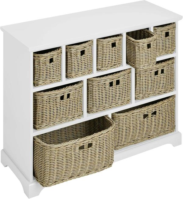 Statement Furniture Tetbury 10 Drawer Storage Unit with Strong Wicker Baskets