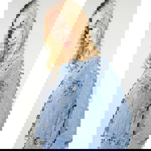 Pink Vanilla Embellished Tassel Shoulder Denim Jacket