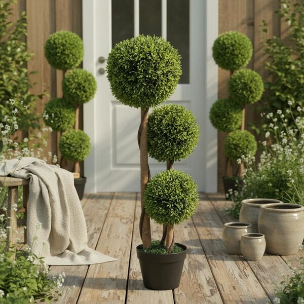 Wyld Haus Fidole Set Of 2 Artificial Boxwood Ball Topiary Trees In Pots For Indoor And Outdoor Use