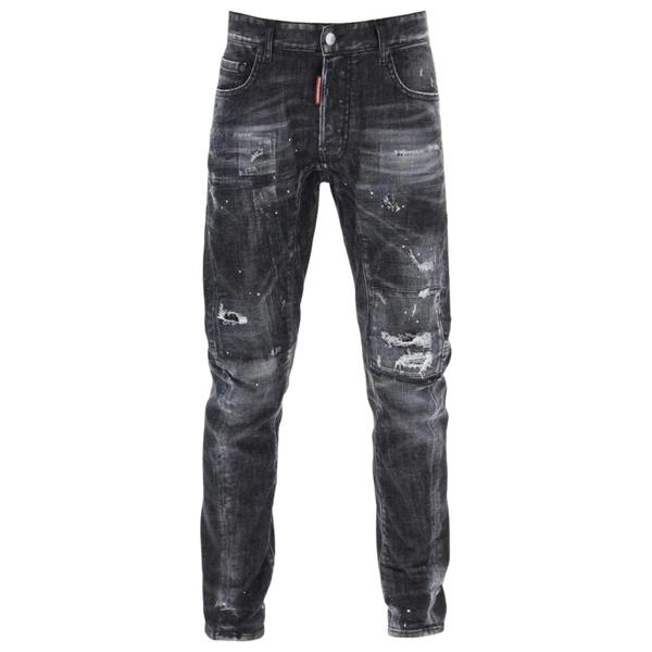 DSQUARED2 Tidy Biker Jean Worn Faded Style Black Jeams W28