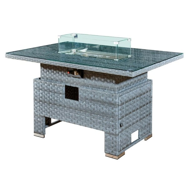 RoyalFire Royal Fire Icarus Rattan Rising Firepit Table in Ocean Grey