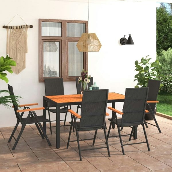 Berkfield 7 Piece Garden Dining Set Black and Brown
