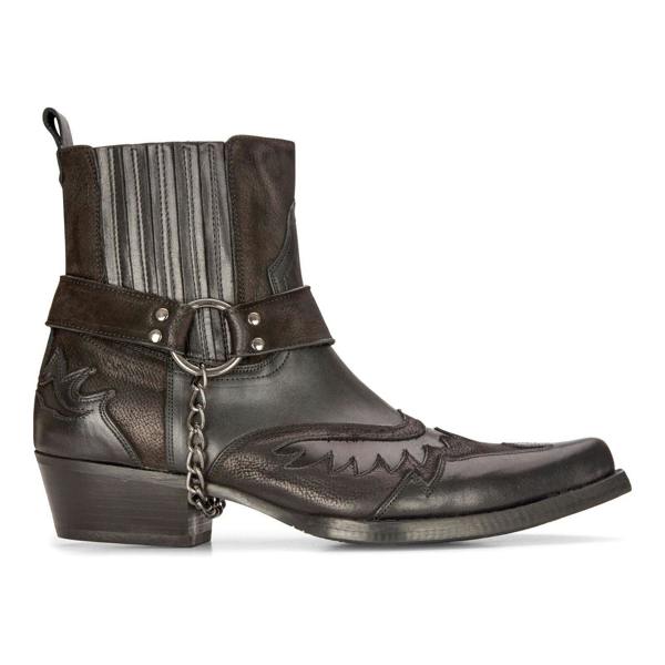 Infinity Leather Mens Leather Cowboy Ankle Boots Black Brown Cuban Biker Winklepicker Western