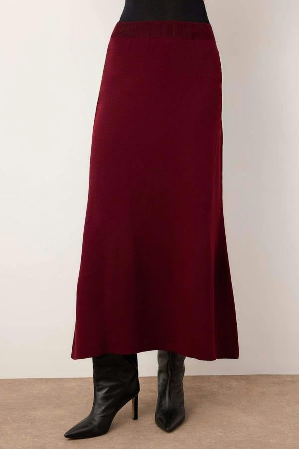 2-Piece Gold Button Detail V Neck Knitted Cardigan and Skirt Co-ord