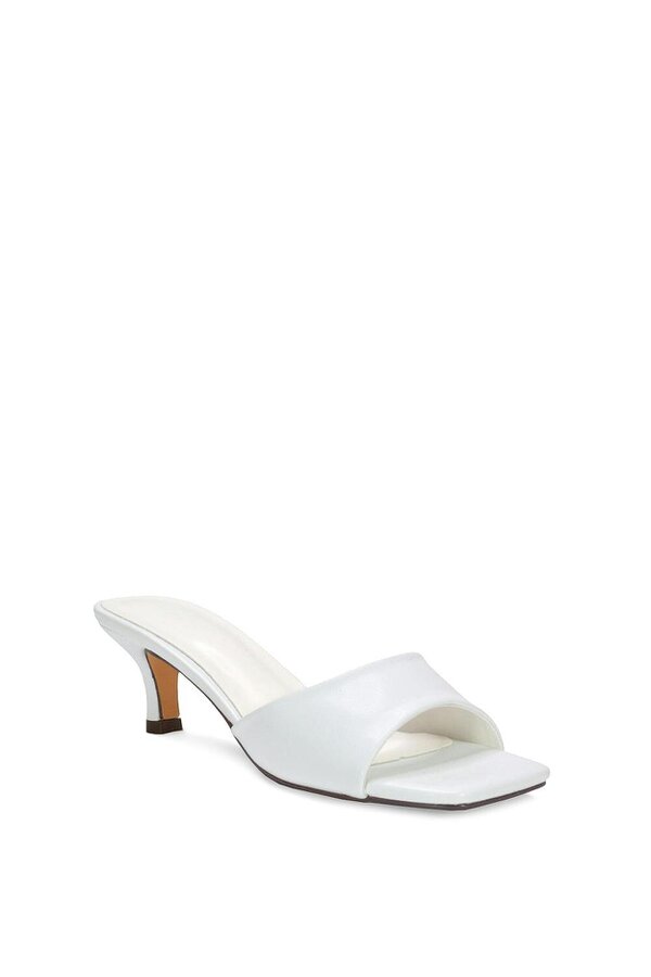 XY LONDON Square Toe Stiletto Kitten Heel Mule Sandals